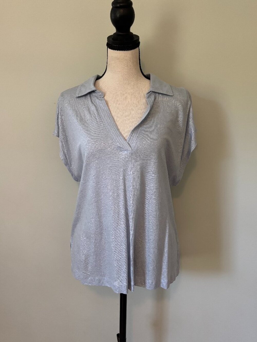 Calypso St. Barth Metallic Linen Polo Top — Like New — XL